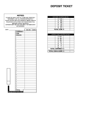 Bank Deposit Ticket