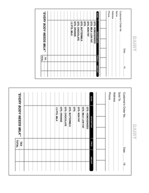 Dairy Product Order Form