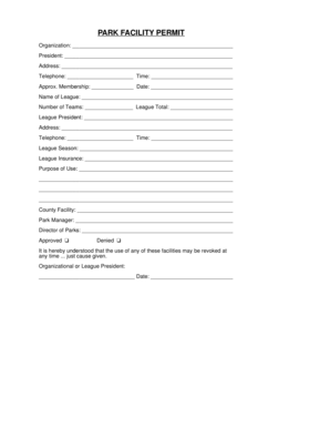 Park Facility Permit