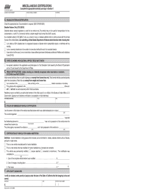 California DMV Miscellaneous Certifications