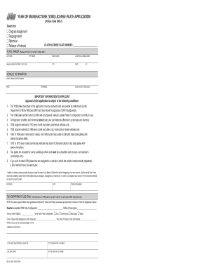 California YOM License Plate Application