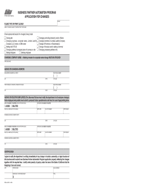 California Business Partner Automation Program Application for Changes