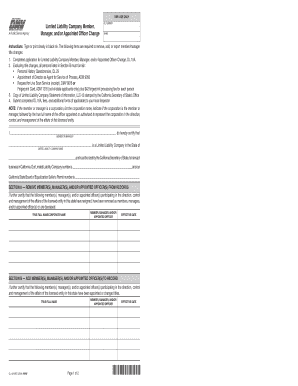 California LLC Member Manager Change Form
