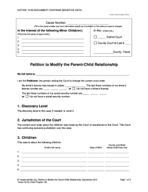 Petition to Modify the Parent-Child Relationship
