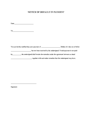 Notice of Default in Payment