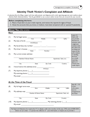 Identity Theft Victim’s Complaint and Affidavit