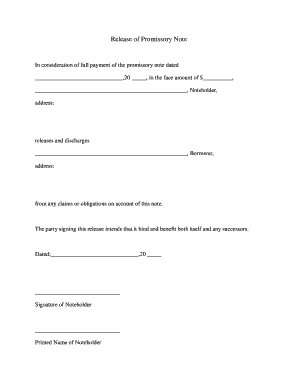 Release of Promissory Note