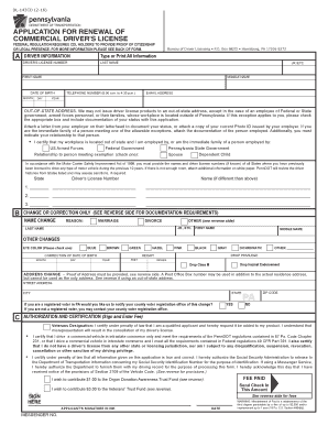 Commercial Driver's License Renewal Application