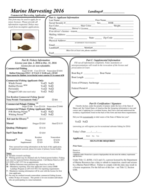 Maine Commercial Fishing Application