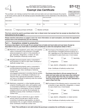 New York State Exempt Use Certificate