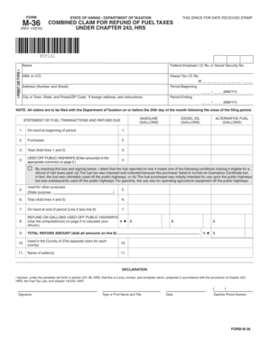 Hawaii Fuel Tax Refund Form M-36