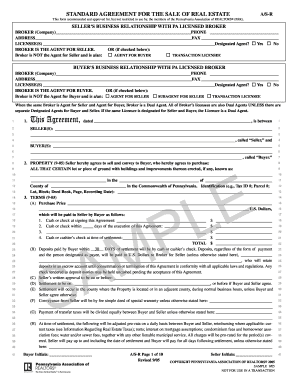 Standard Agreement for the Sale of Real Estate