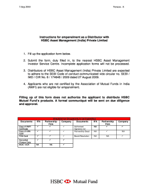 HSBC Distributor Appointment Form
