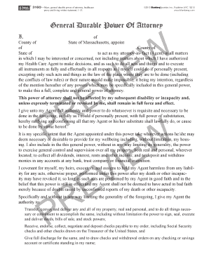 Massachusetts General Durable Power of Attorney and Healthcare Proxy