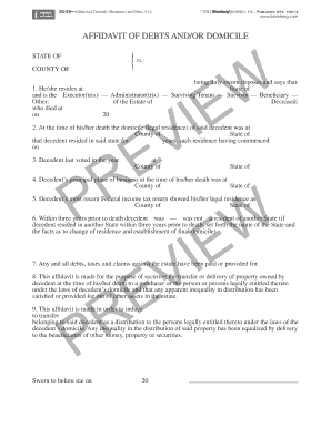 Affidavit of Domicile and Debts