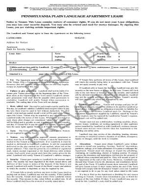 Pennsylvania Apartment Lease