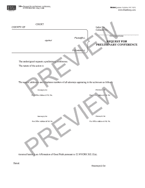 Request for Preliminary Conference