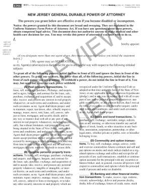New Jersey General Durable Power of Attorney