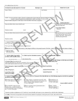 US Bankruptcy Proof of Claim Form
