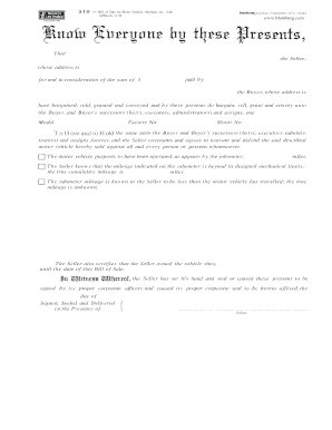 Bill of Sale for Motor Vehicle with Affidavit