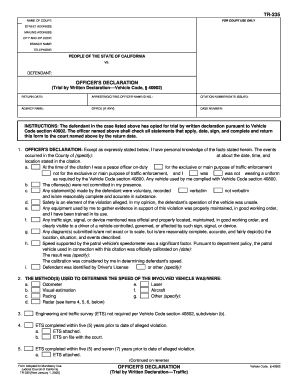 California Officer's Declaration Form TR-235
