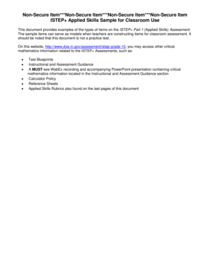 ISTEP+ Applied Skills Sample for Classroom Use