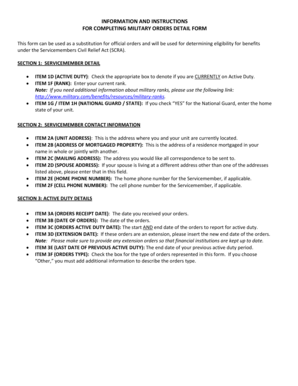 Military Orders Detail Form