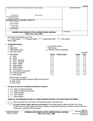 Findings and Orders After Jurisdictional Hearing