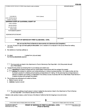 Proof of Service by First-Class Mail - Civil
