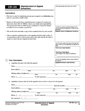 Abandonment of Appeal Form CR-145