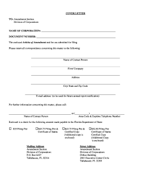 Florida Articles of Amendment