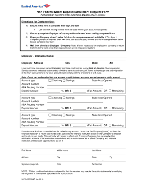 Non-Federal Direct Deposit Enrollment Request Form