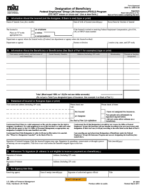 Designation of Beneficiary for FEGLI