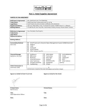 Hotel Supplier Agreement