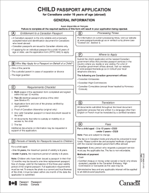 Canadian Child Passport Application