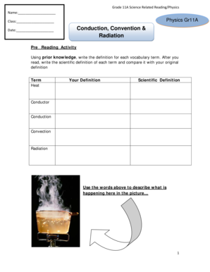 Grade 11A Physics Heat Transfer Worksheet