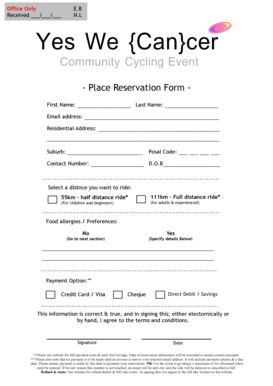 Place Reservation Form