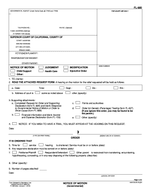 California Notice of Motion for Child Support Modification