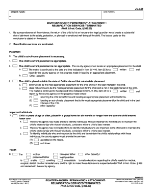 California 18-Month Permanency Attachment Form