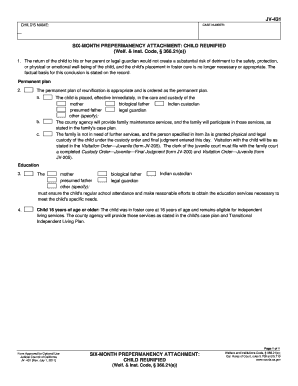 Six-Month Prepermanency Attachment Child Reunified