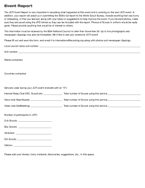 JOTI Event Report Form