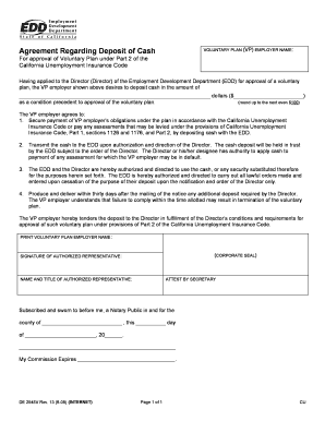 California Voluntary Plan Employer Deposit Agreement