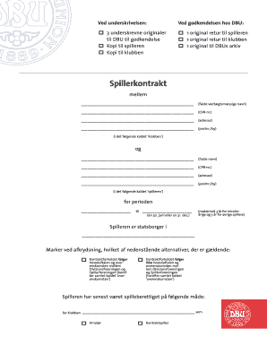 Danish Football Player Contract