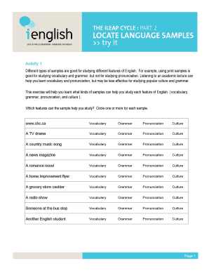 English Learning Activity Worksheet