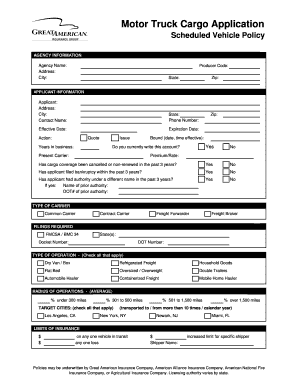 Motor Truck Cargo Insurance Application