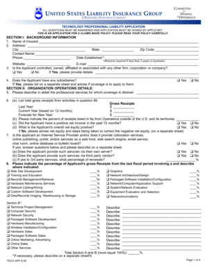 USLI Technology Professional Liability Application
