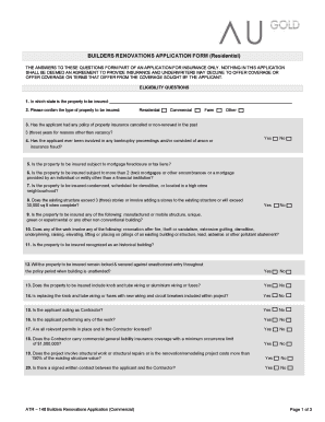 Builders Renovations Application Form (Residential)