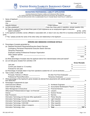 US Recruiter Professional Liability Application