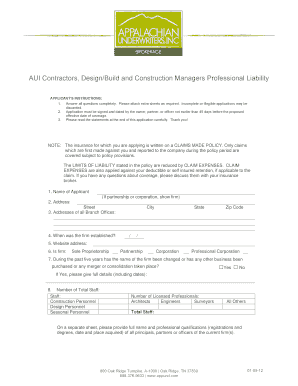 Ambulance Non-Emergency Professional Liability Application