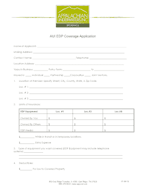 EDP Equipment Insurance Application
